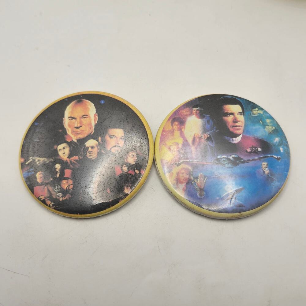 Star Trek TOS TNG Large Pinback Button Lot 2 Enterprise Crew Sci-Fi Collectible